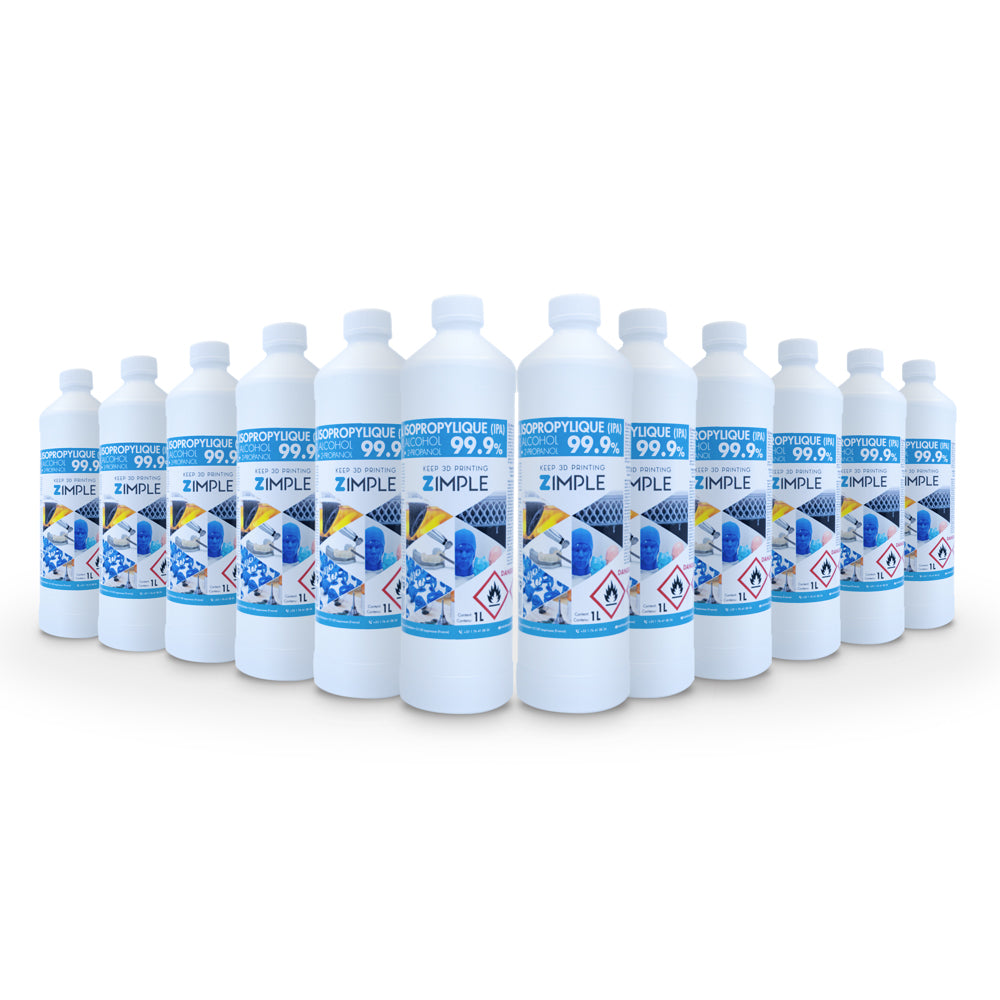 Zimple 3D - Alcool Isopropylique (IPA) - Lot de 12 bouteilles de 1L
