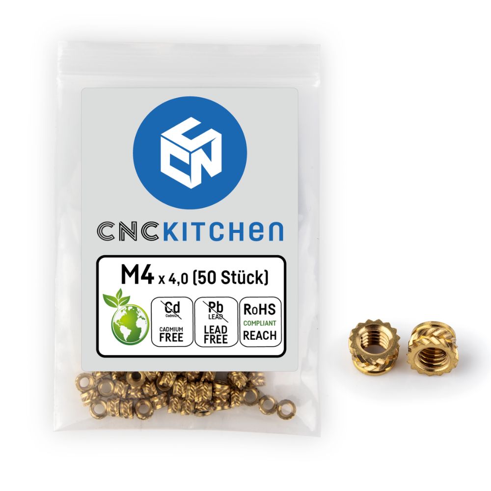 CNC Kitchen - Inserts Filetés M4x4.0 Courts - Lot de 50 pièces