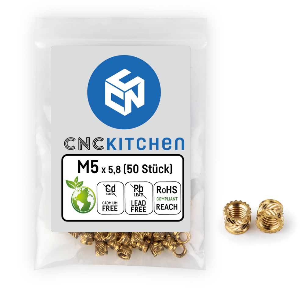 CNC Kitchen - Inserts Filetés M5x5.8 Courts - Lot de 50 pièces
