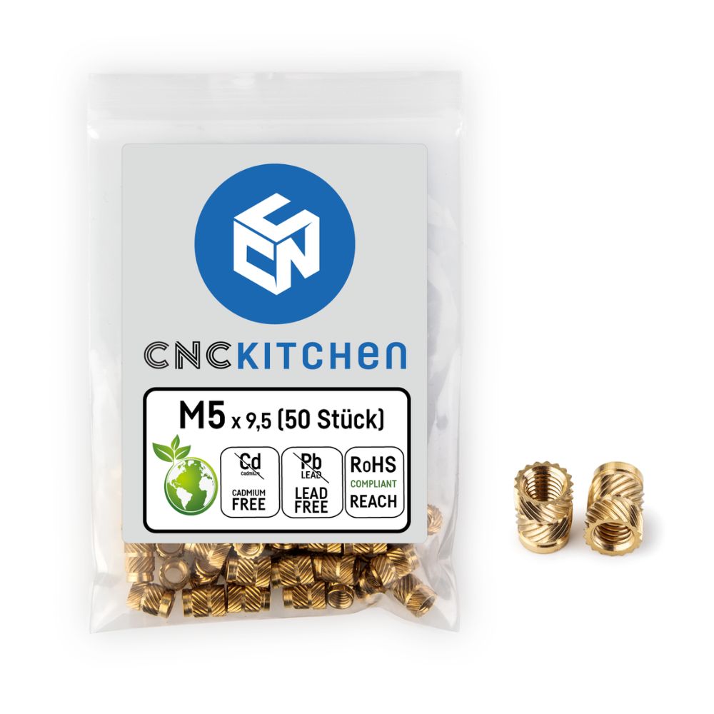 CNC Kitchen - Inserts Filetés M5x9.5 Standard - Lot de 50 pièces