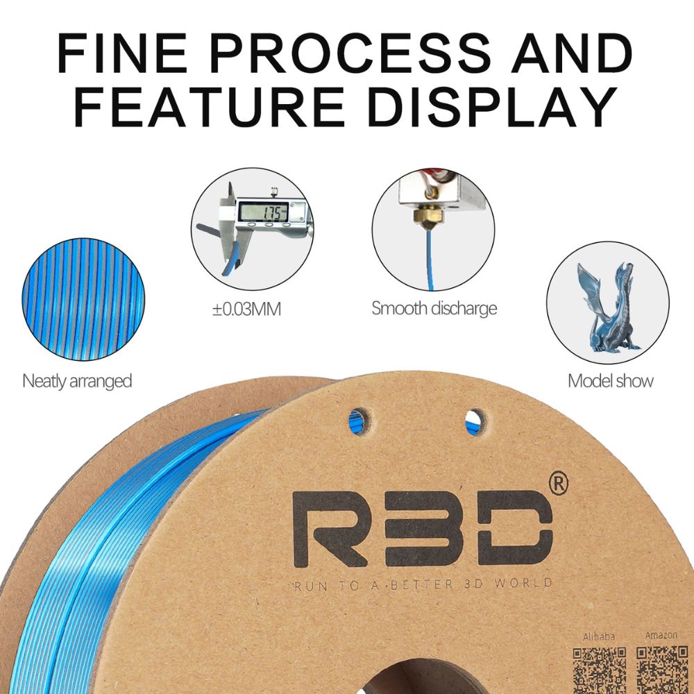 R3D - PLA Magic Silk - Noir & Bleu (Black-Blue) - 1,75 mm - 1 kg