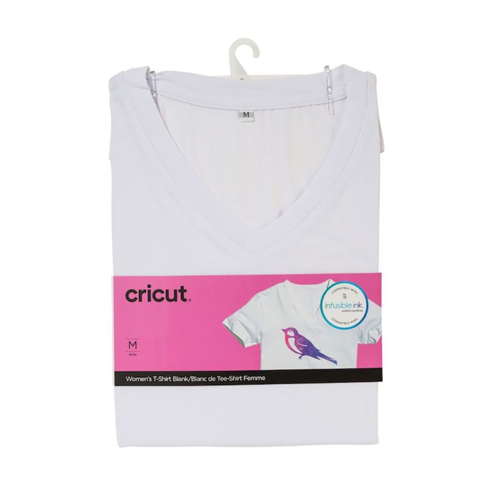 Cricut - Maker/Explore/Joy - T-shirt Femme col V - Blanc (White) - Taille M