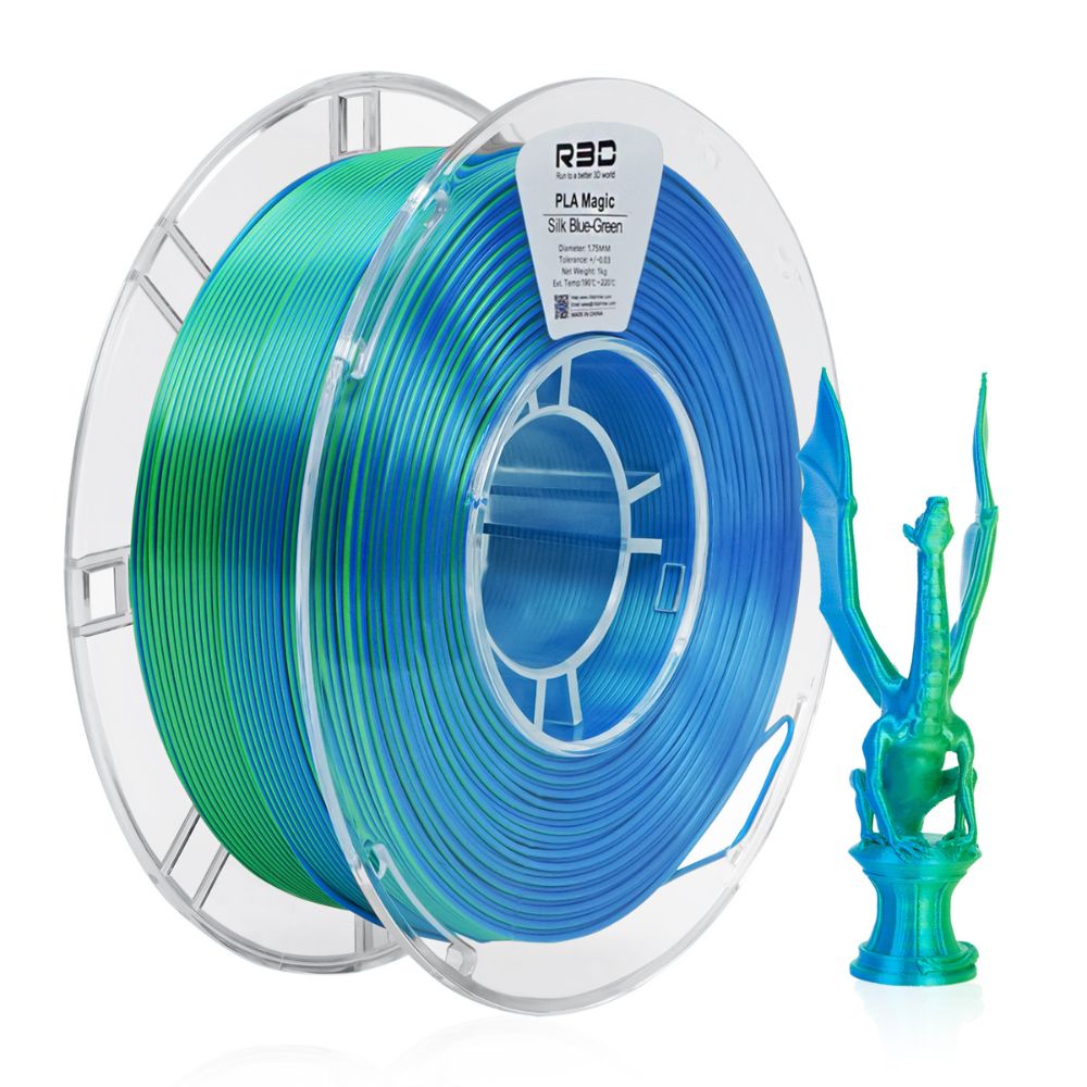 R3D - PLA Magic Silk - Bleu & Vert (Blue-Green) - 1,75 mm - 1 kg