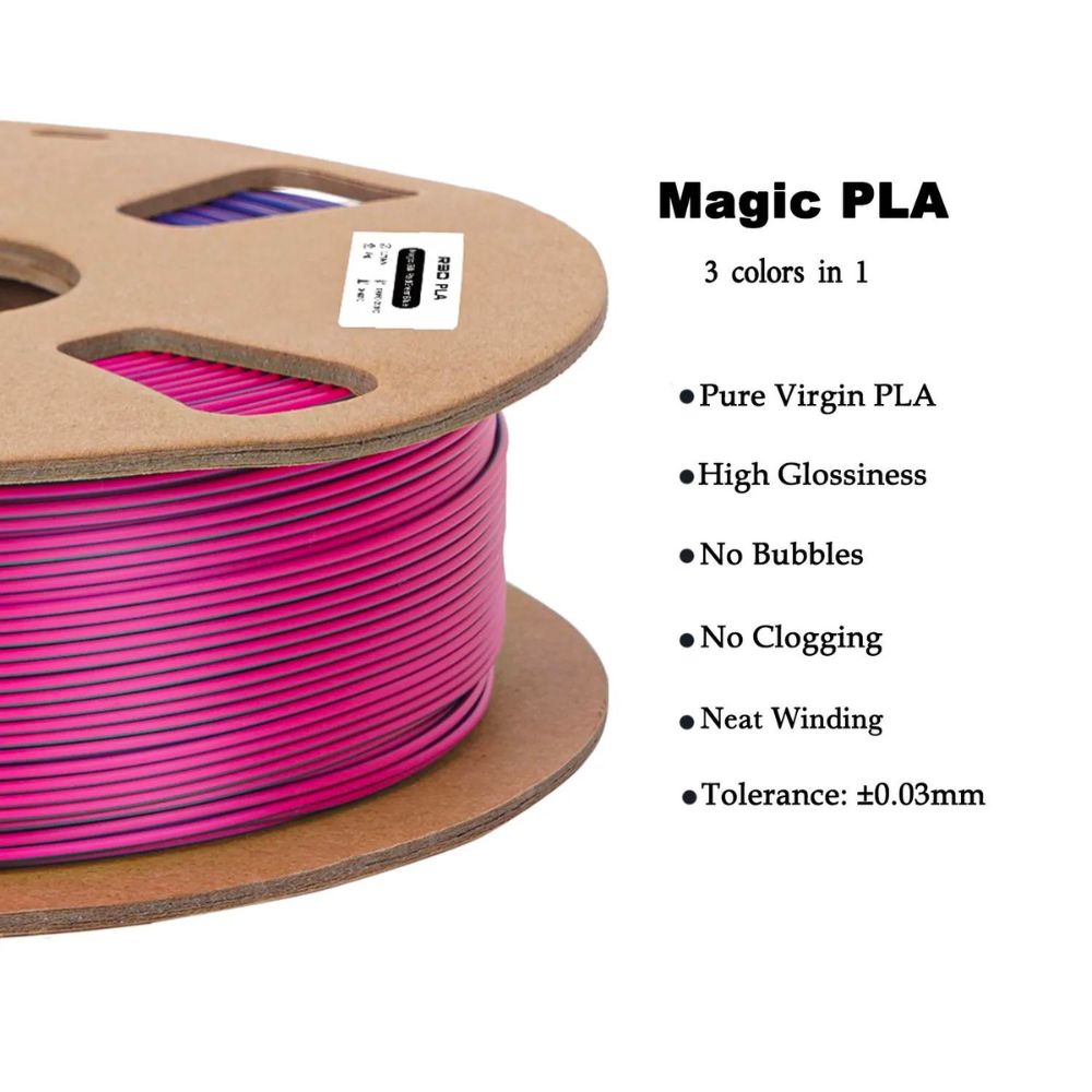 R3D - PLA Magic Silk Tricolore - Rouge/Vert/Bleu (RedGreenBlue) - 1,75 mm - 1 kg