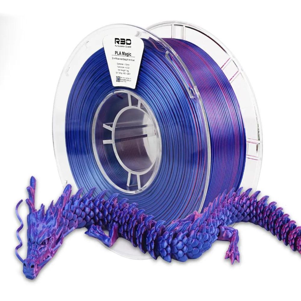 R3D - PLA Magic Silk - Magenta & Bleu Roi (Rose Red-Royal Blue) - 1,75 mm - 1 kg