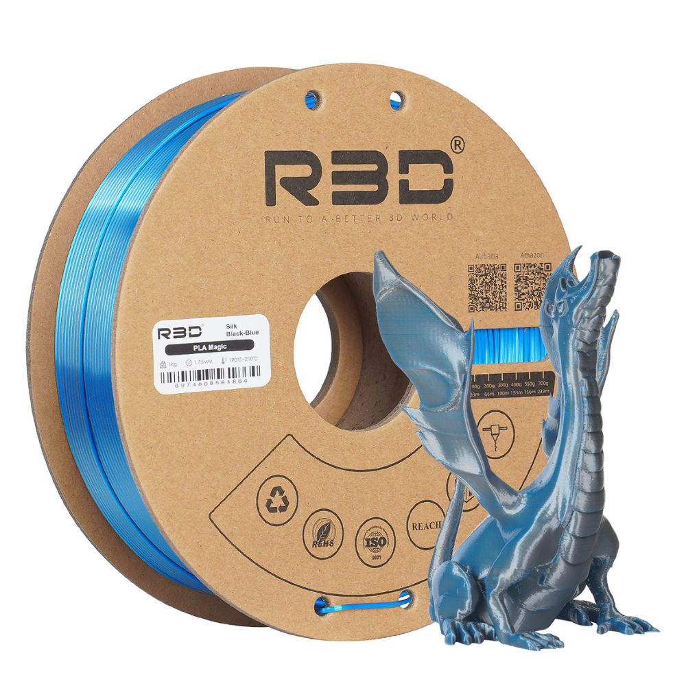 R3D - PLA Magic Silk - Noir & Bleu (Black-Blue) - 1,75 mm - 1 kg