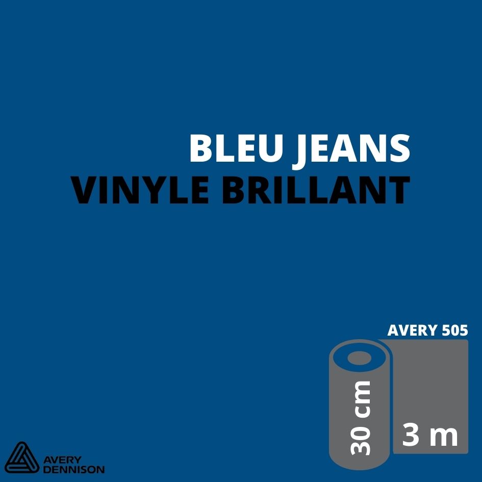 AVERY 500 - Vinyle Adhésif - Bleu Jeans Brillant - 30 cm x 3 m
