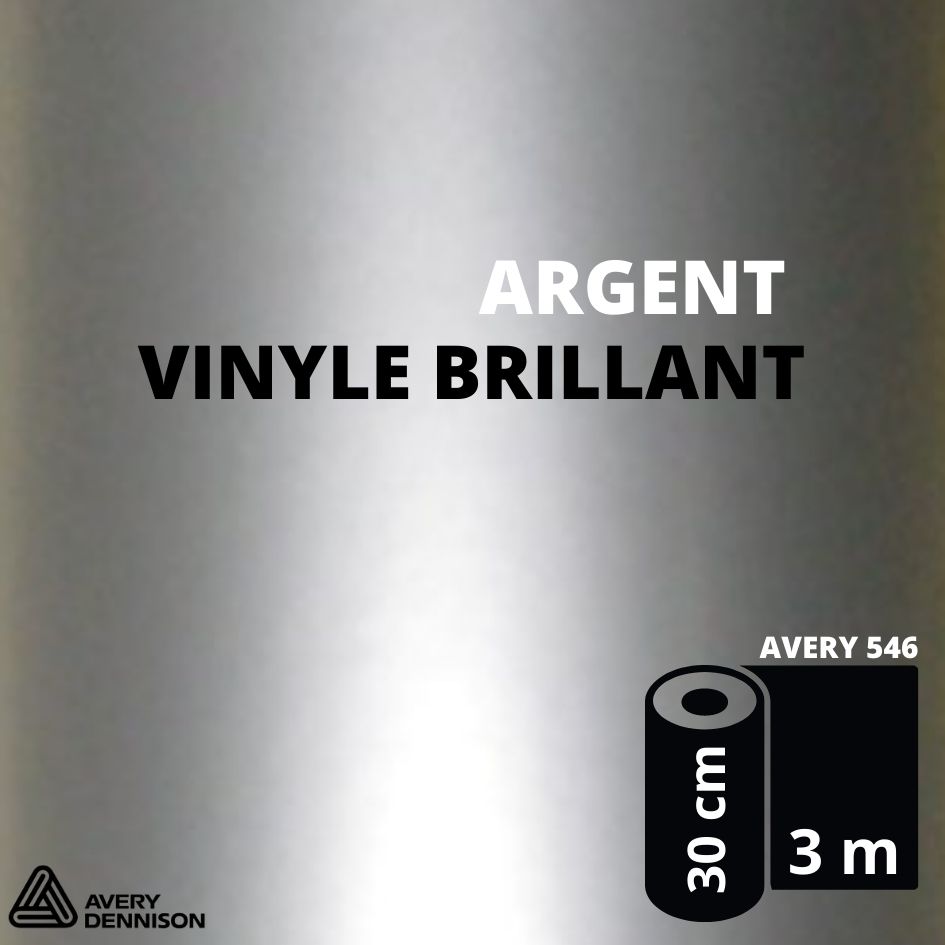 AVERY 500 - Vinyle Adhésif - Argent Brillant - 30 cm x 3 m