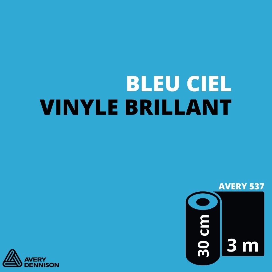 AVERY 500 - Vinyle Adhésif - Bleu Ciel Brillant - 30 cm x 3 m