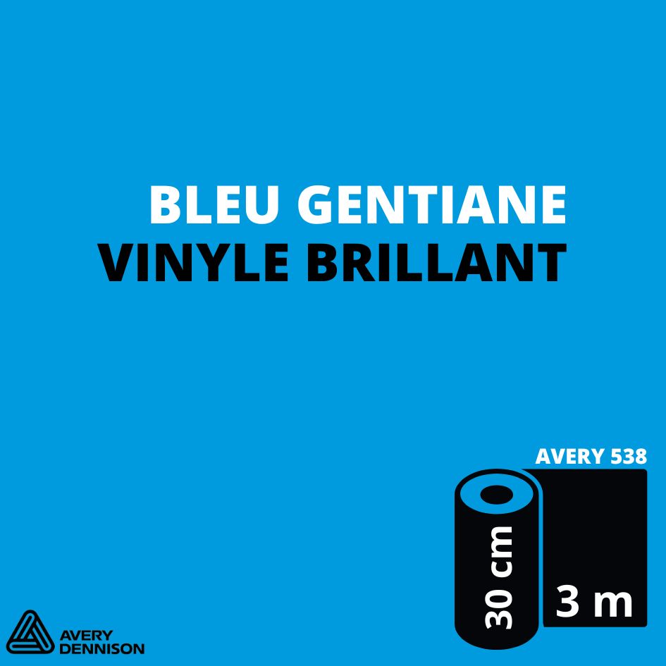 AVERY 500 - Vinyle Adhésif - Bleu Gentiane Brillant - 30 cm x 3 m