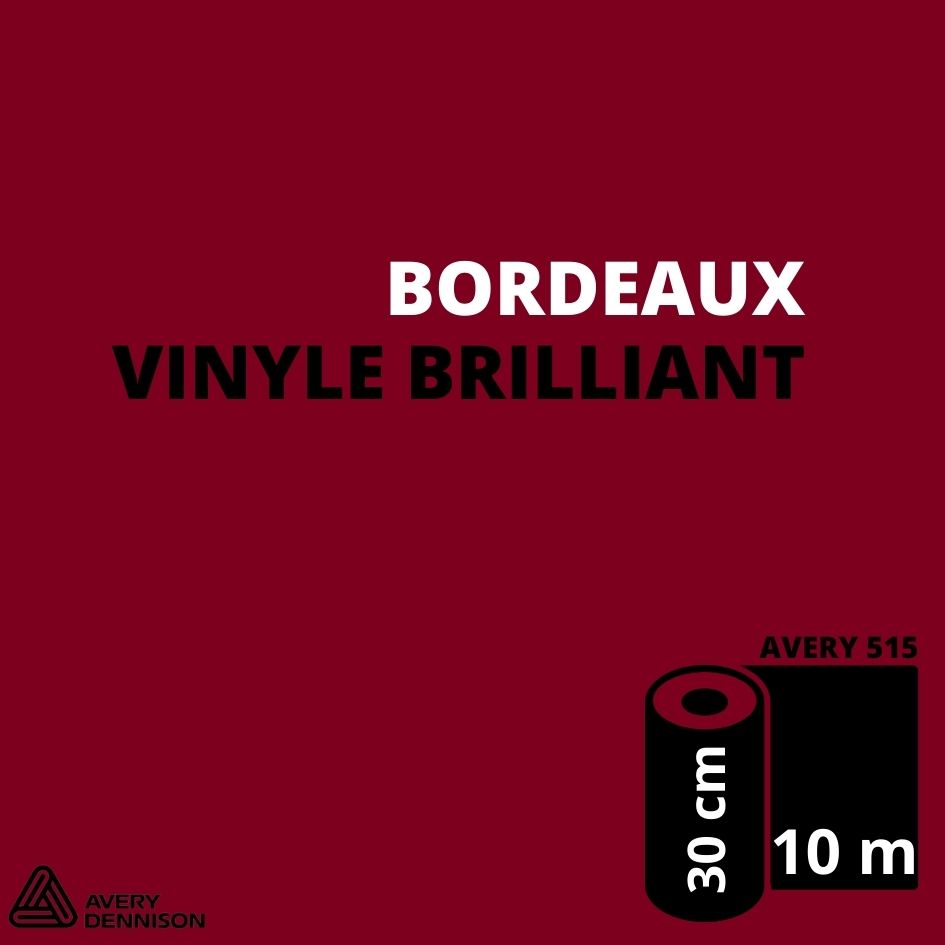 AVERY 500 - Vinyle Adhésif - Bordeaux Brillant - 30 cm x 10 m