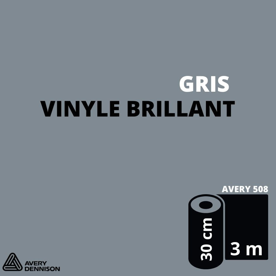 AVERY 500 - Vinyle Adhésif - Gris Brillant - 30 cm x 3 m