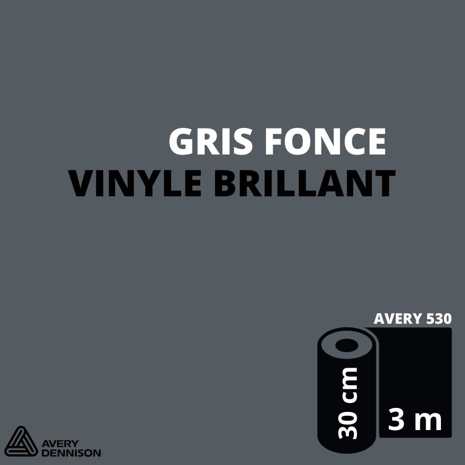 AVERY 500 - Vinyle Adhésif - Gris Foncé Brillant - 30 cm x 3 m