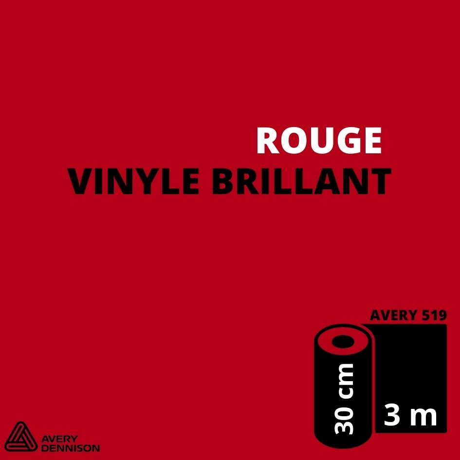 AVERY 500 - Vinyle Adhésif - Rouge Brillant - 30 cm x 3 m