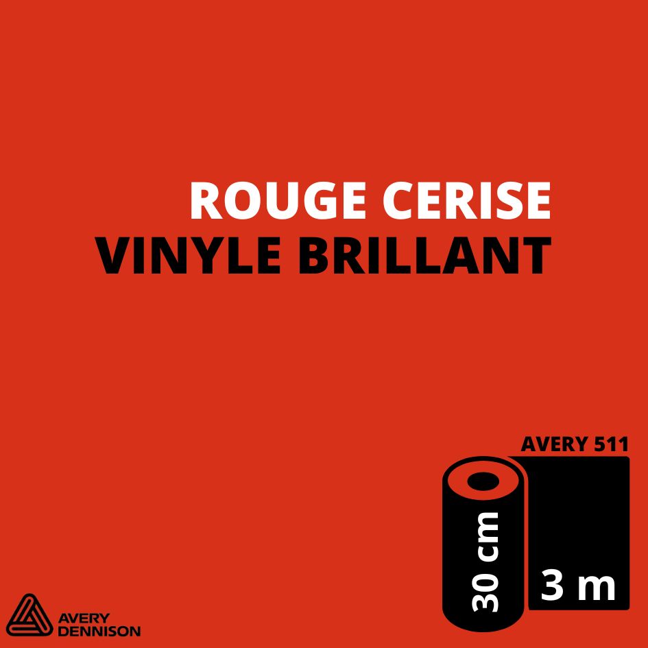 AVERY 500 - Vinyle Adhésif - Rouge Cerise Brillant - 30 cm x 3 m