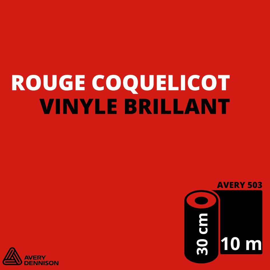 AVERY 500 - Vinyle Adhésif - Rouge Coquelicot Brillant - 30 cm x 10 m
