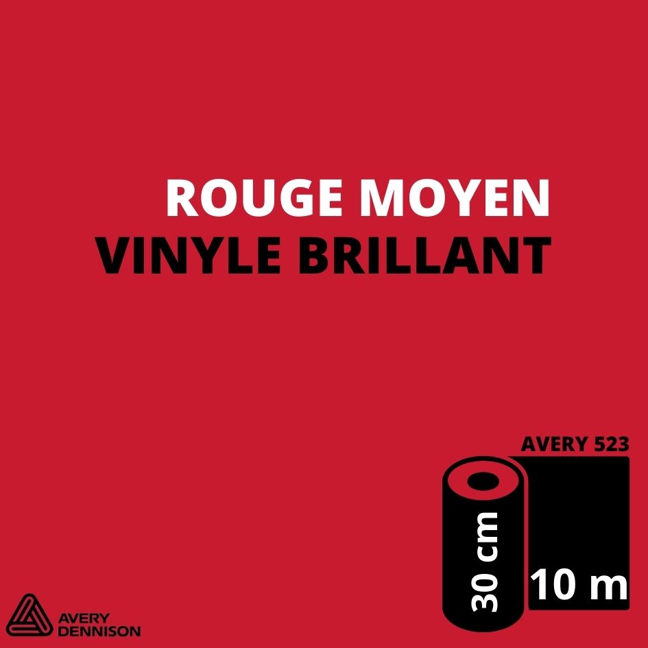 AVERY 500 - Vinyle Adhésif - Rouge Moyen Brillant - 30 cm x 10 m