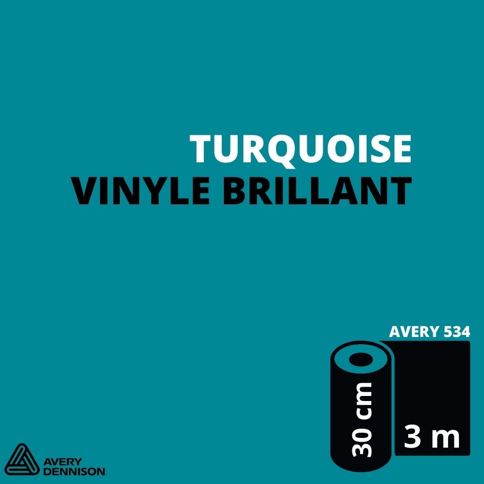 AVERY 500 - Vinyle Adhésif - Turquoise Brillant - 30 cm x 3 m