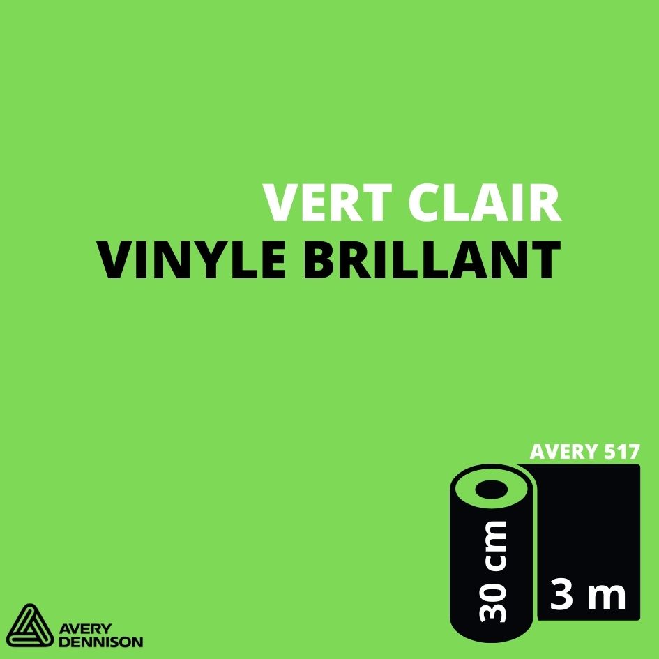 AVERY 500 - Vinyle Adhésif - Vert Clair Brillant - 30 cm x 3 m