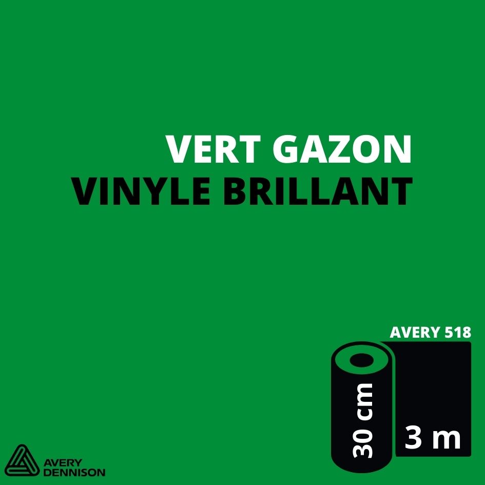 AVERY 500 - Vinyle Adhésif - Vert Gazon Brillant - 30 cm x 3 m