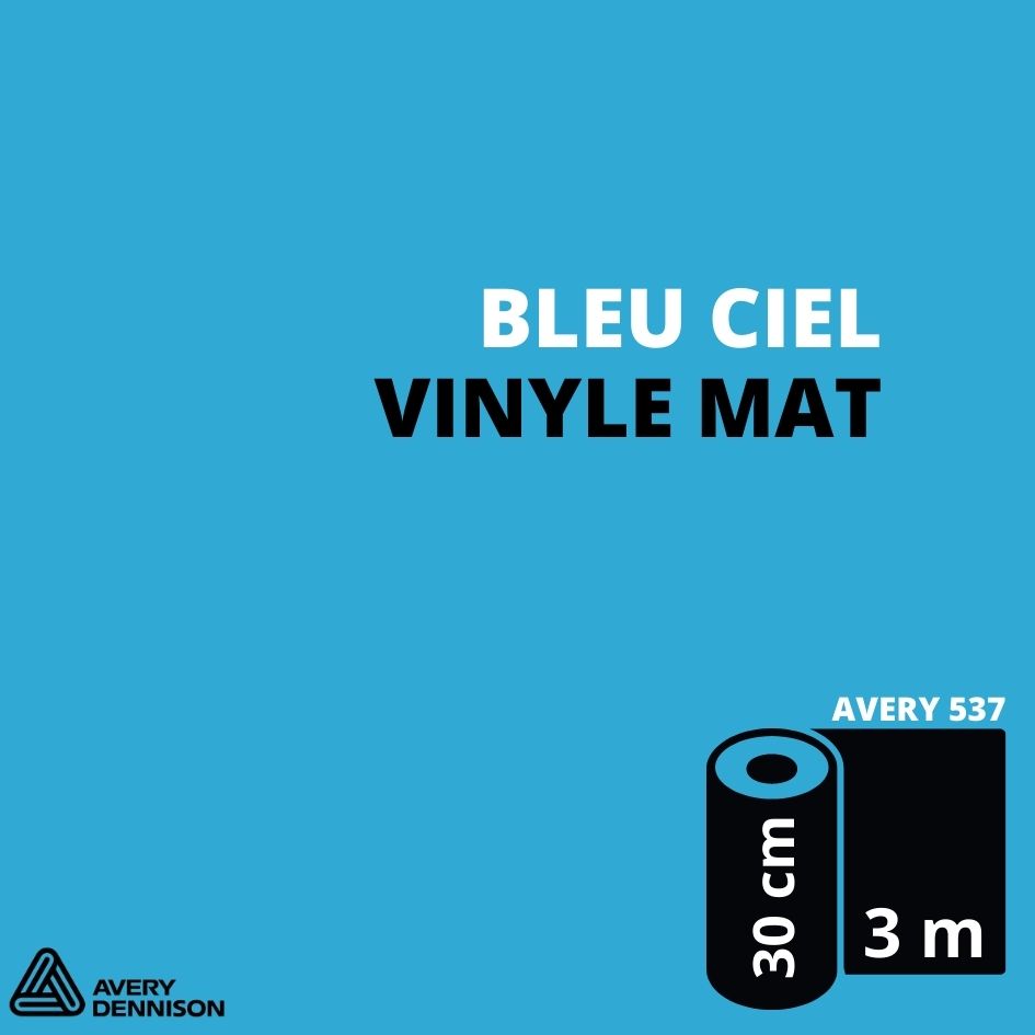 AVERY 500 - Vinyle Adhésif - Bleu Ciel Mat - 30 cm x 3 m