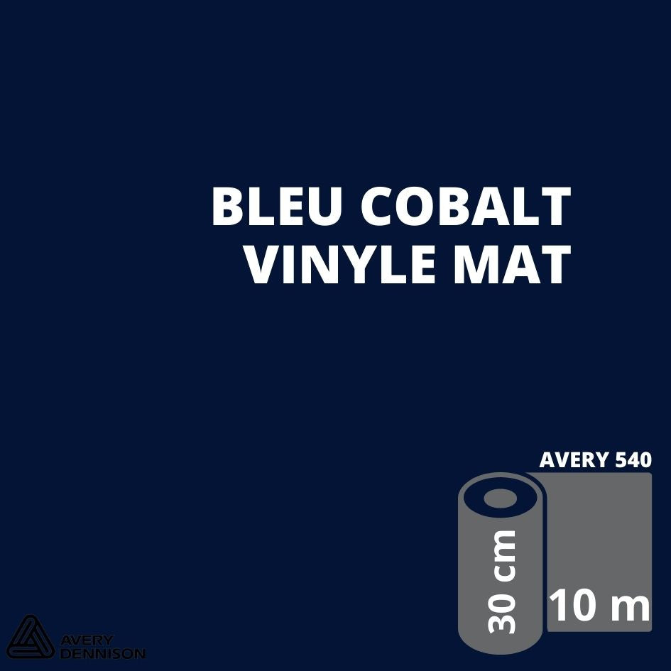 AVERY 500 - Vinyle Adhésif - Bleu Cobalt Mat - 30 cm x 10 m