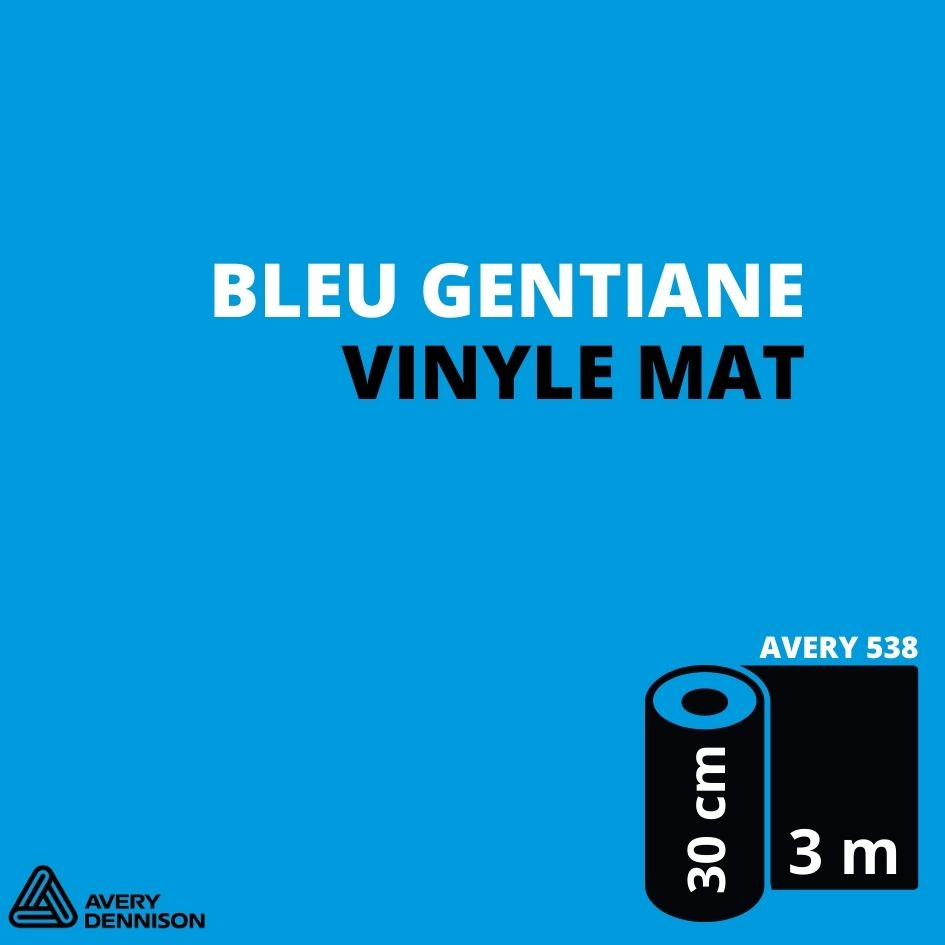 AVERY 500 - Vinyle Adhésif - Bleu Gentiane Mat - 30 cm x 3 m