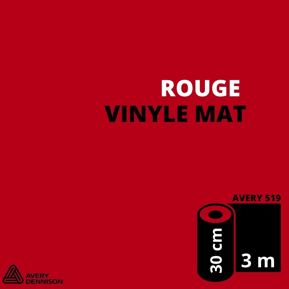 AVERY 500 - Vinyle Adhésif - Rouge Mat - 30 cm x 3 m