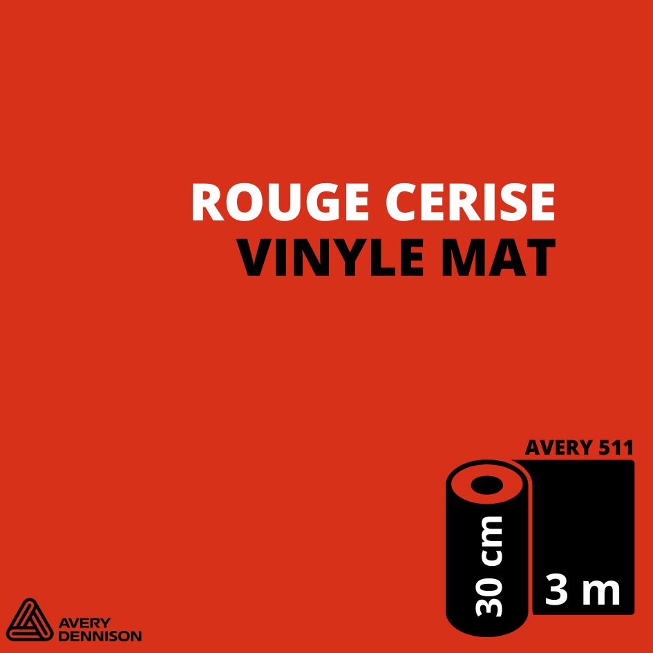 AVERY 500 - Vinyle Adhésif - Rouge Cerise Mat - 30 cm x 3 m