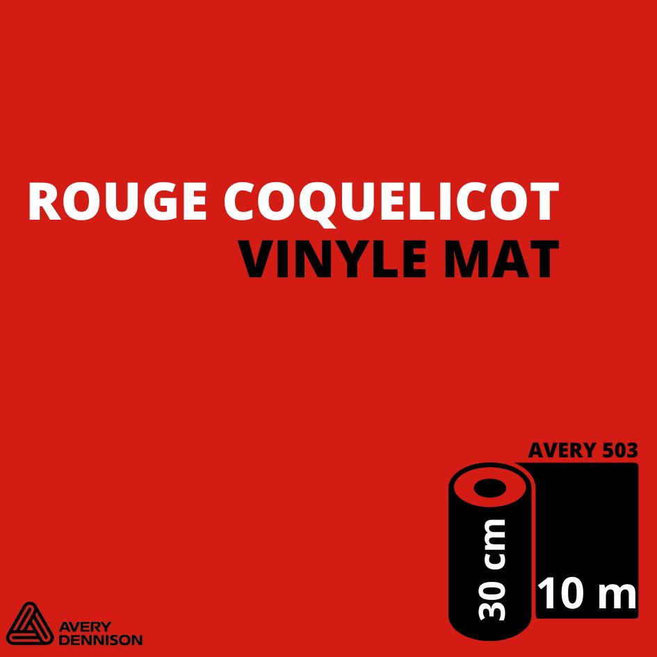 AVERY 500 - Vinyle Adhésif - Rouge Coquelicot Mat - 30 cm x 10 m