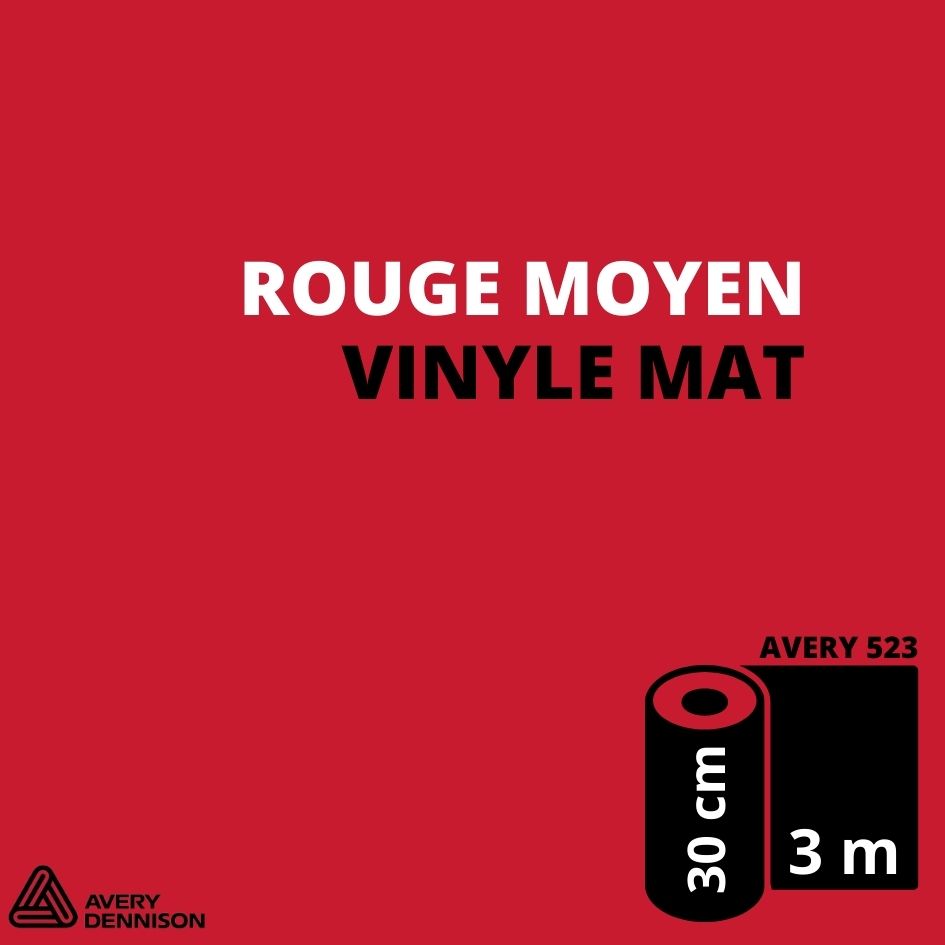 AVERY 500 - Vinyle Adhésif - Rouge Moyen Mat - 30 cm x 3 m