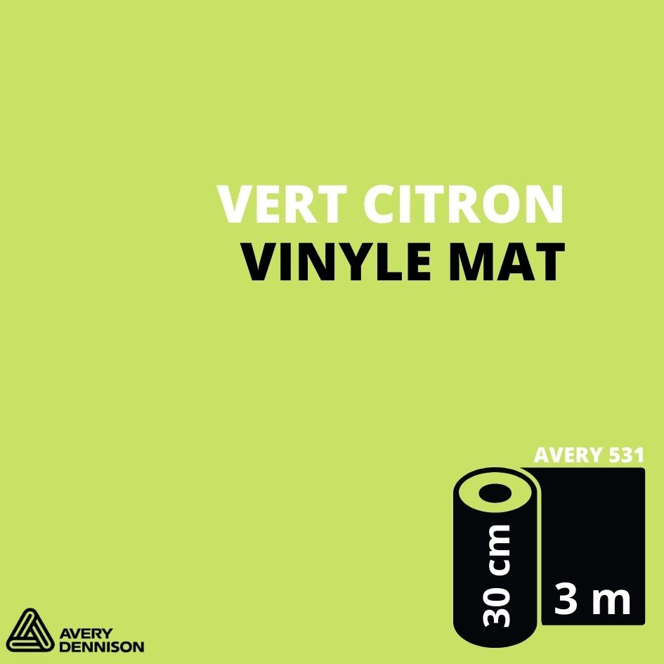 AVERY 500 - Vinyle Adhésif - Vert Citron Mat - 30 cm x 3 m