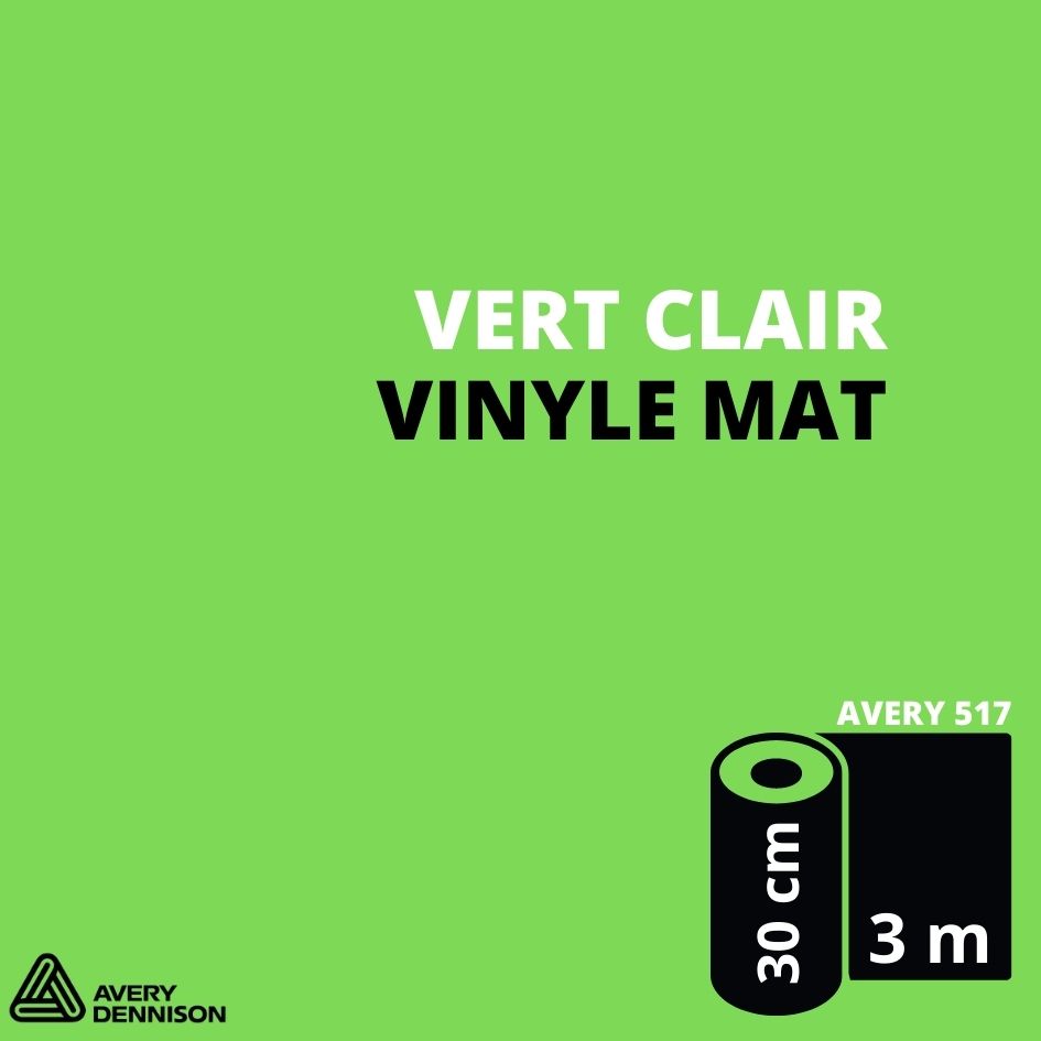 AVERY 500 - Vinyle Adhésif - Vert Clair Mat - 30 cm x 3 m